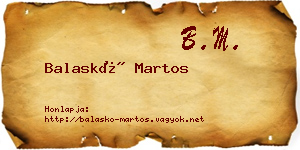 Balaskó Martos névjegykártya
